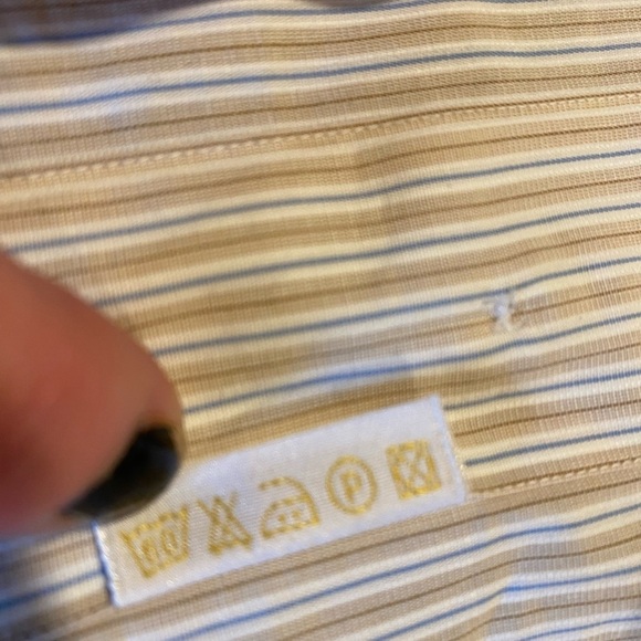 Brioni Men's Cream/Tan Striped Shirt with French Cuff’s  Size 17 Neck 43R - Picture 4 of 8